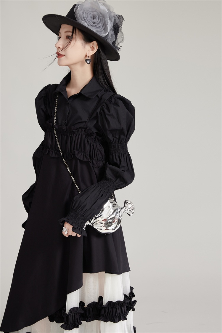 【J.Fashion】 ワンピースセット ブラウス+キャミワンピース チュールドッキング 秋 個性的なデザイン 関連商品は店で購入可能 メガ割 【J.Fashion】 ワンピースセット ブラウス+キャミワンピース チュールドッキング 秋 個性的なデザイン 関連商品は店で購入可能 メガ割