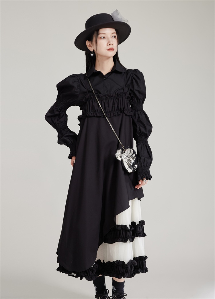 【J.Fashion】 ワンピースセット ブラウス+キャミワンピース チュールドッキング 秋 個性的なデザイン 関連商品は店で購入可能 メガ割 【J.Fashion】 ワンピースセット ブラウス+キャミワンピース チュールドッキング 秋 個性的なデザイン 関連商品は店で購入可能 メガ割