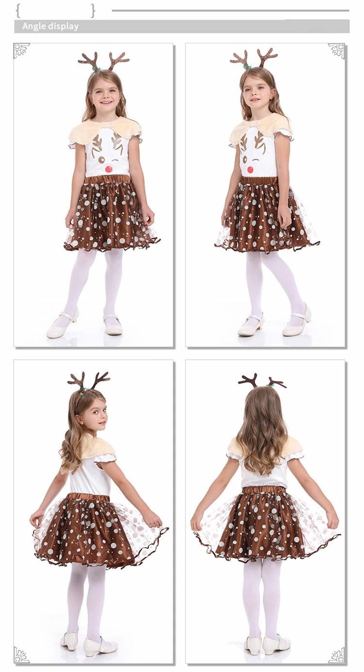 クリスマス ハロウィーン 衣装 子供セット コスプレ ドレス 鹿 トナカイ コスチューム キッズ ワンピース クリスマス衣装 女の子 プリンセス 可愛い 仮装 姫様 クリスマス 学園祭 イベント