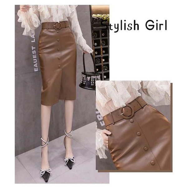 260【Y's bis】羊皮　ロングスカート　赤茶　未使用 260【Y's bis】羊皮 ロングスカート 赤茶 未使用 Qoo10] レザー