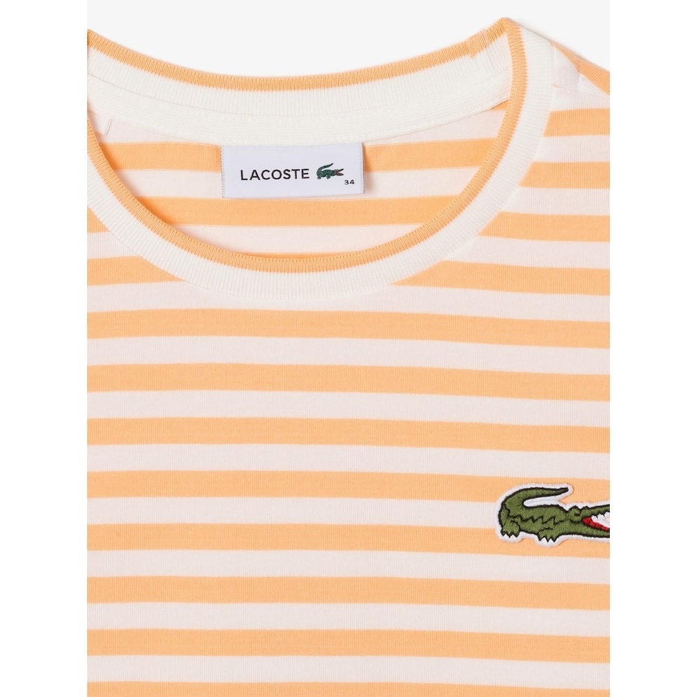 ラコステ女性用ストライプロングスリーブ T シャツ TF921E-54G IXY Q2NTF921E-54GIXY