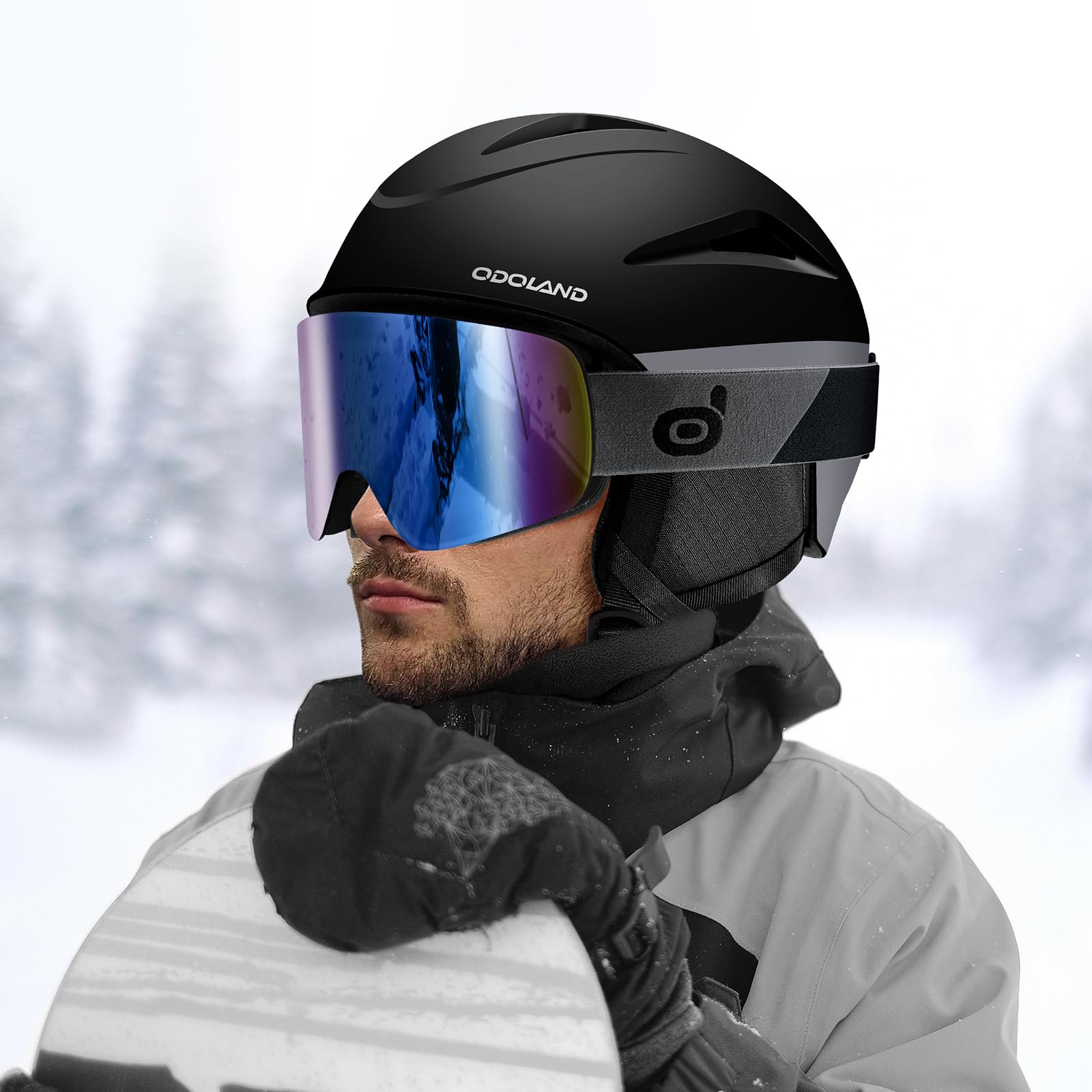 Odoland スキーヘルメット＋スノーゴーグルセットダイヤル式サイズ調整（M） Amazon | Odoland スキーヘルメットセット ゴーグル付き