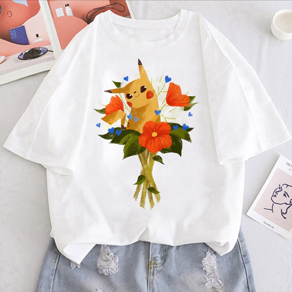 21ファッション夏ポケモンtシャツピカチュウフシギダネ漫画かわいいアニメ絵画の印刷の女性カジュア 50 Off