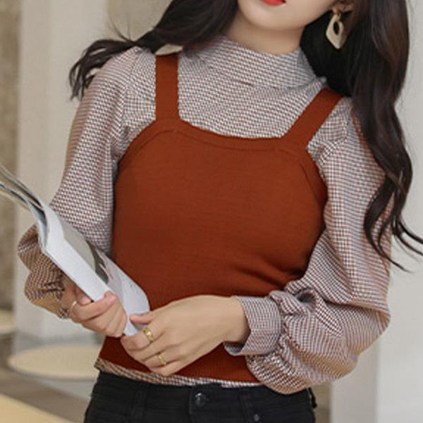 ブラウス 長袖 ローハイネック ビスチェ レディース 2点セット ニットビスチェ ノースリーブ トップス ミディアム丈 薄手 パフスリーブ ゆったり 無地 ブラウス 長袖 ローハイネック ビスチェ レディース 2点セット ニットビスチェ ノースリーブ トップス ミディアム丈 薄手 パフスリーブ ゆったり 無地