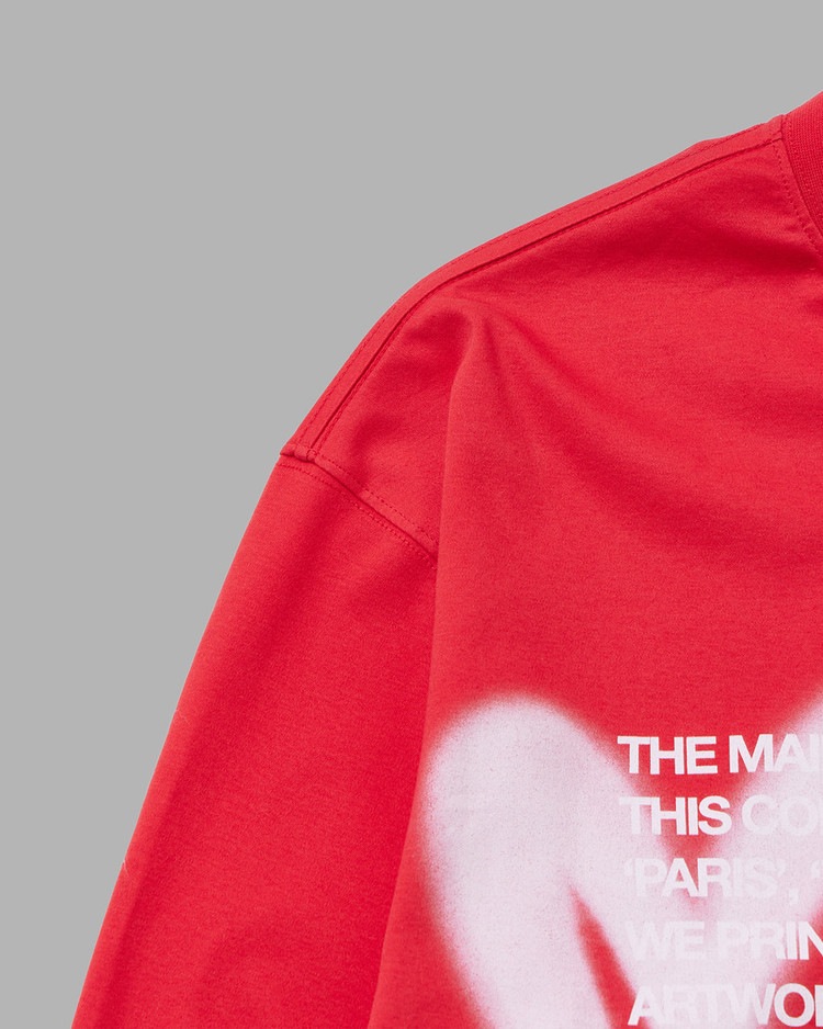 Tシャツ・カットソー THE MUSEUM VISITOR HEART SPRAY PRINTED LONG SLEEVE MY1499 THE MUSEUM VISITOR】 HEART SPRAY PRINTED LONG SLEEVE : RED T