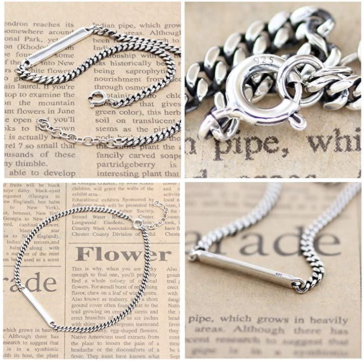 メンズ アンクレット スターリング シルバー 925 チェーン スティック ミサンガ 男女兼用( シルバー)