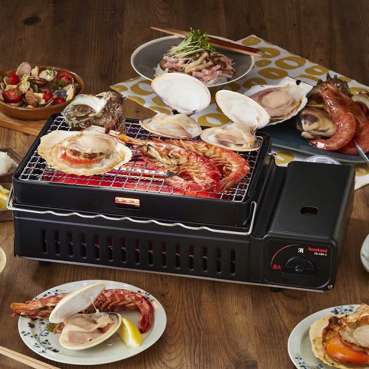 カセットガス炉ばた焼器 炙りや2 シルバー＆ブラック CB-ABR-2 (D)　メガ割