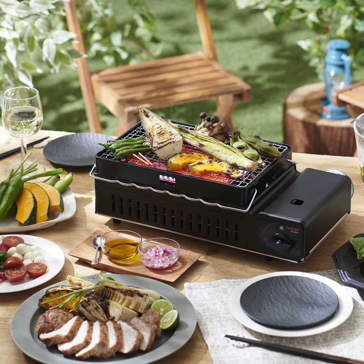 カセットガス炉ばた焼器 炙りや2 シルバー＆ブラック CB-ABR-2 (D)　メガ割