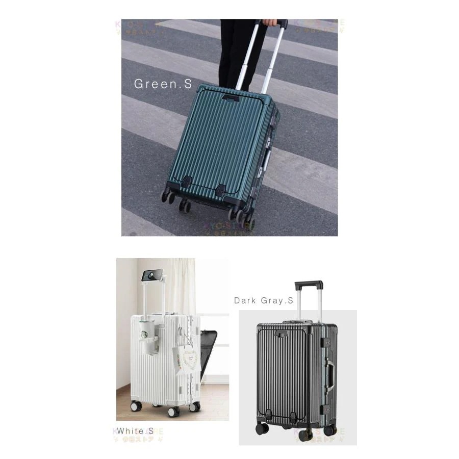 スーツケース フロントオープン スーツケース 機内持ち込み S M 大容量 静音 多機能キャリーケース usbポート TSAロック アルミフレーム 耐衝撃 おしゃれ 旅行