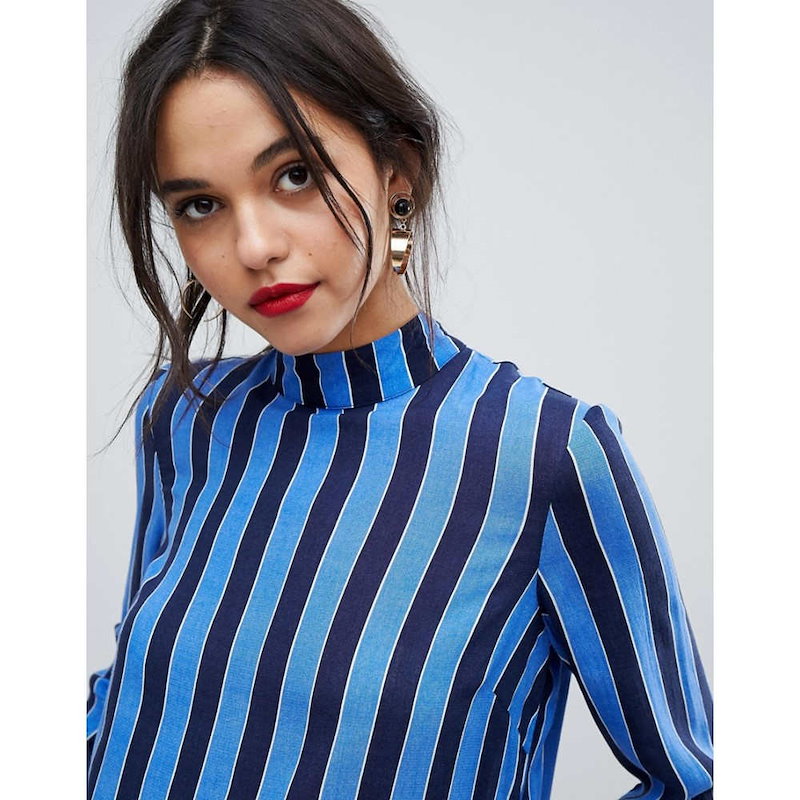 ワイ エー エス レディース トップス【Y.A.S High Neck Striped Woven Top】Multi ワイ エー エス レディース トップス【Y.A.S High Neck Striped Woven Top】Multi