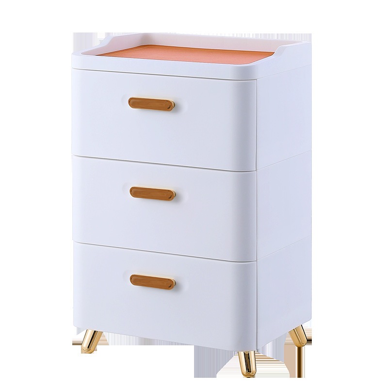 和風シンプル引き出し式ベッドサイド収納キャビネット寝室リビングルームバスルーム収納仕分け多層収納キャビネット-グリーン ホワイト