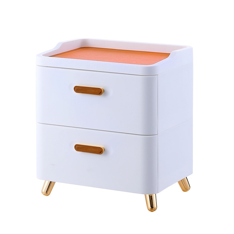 和風シンプル引き出し式ベッドサイド収納キャビネット寝室リビングルームバスルーム収納仕分け多層収納キャビネット-グリーン ホワイト