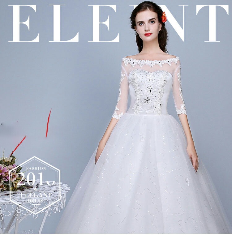 ウエディングドレス 7分袖 ステージドレス 結婚式 二次会 イブニングドレス 披露宴 海外挙式 編み上げタイプ バックレス 豪華ドレス プリンセスラインドレス 前撮りドレス フォーマルドレス 撮影 お