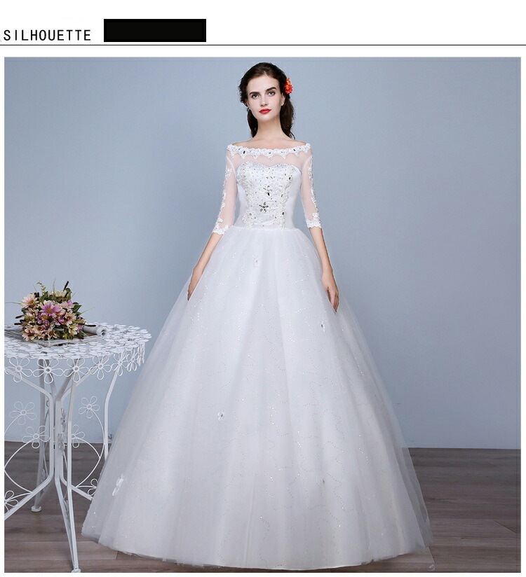 ウエディングドレス 7分袖 ステージドレス 結婚式 二次会 イブニングドレス 披露宴 海外挙式 編み上げタイプ バックレス 豪華ドレス プリンセスラインドレス 前撮りドレス フォーマルドレス 撮影 お