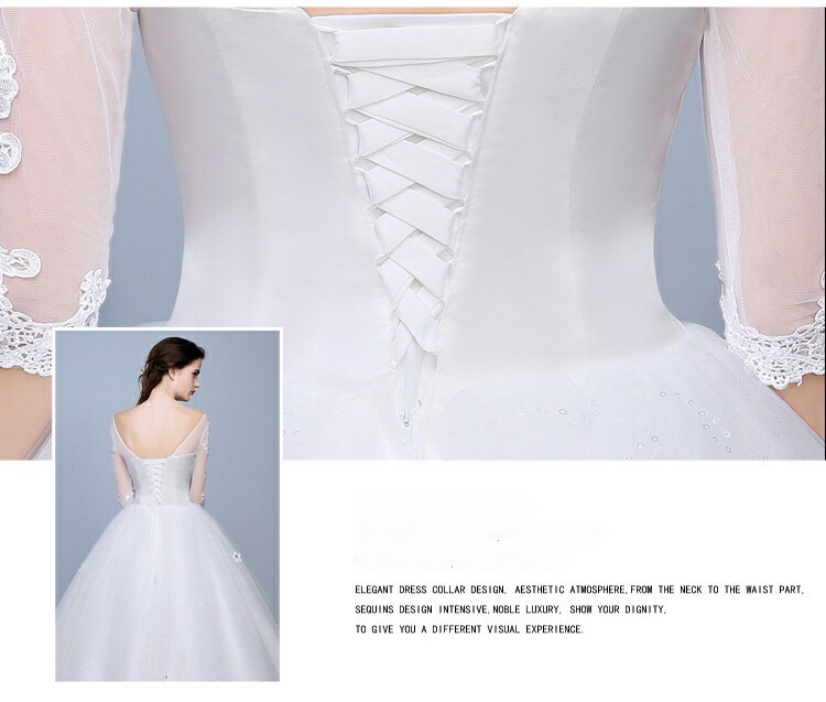 ウエディングドレス 7分袖 ステージドレス 結婚式 二次会 イブニングドレス 披露宴 海外挙式 編み上げタイプ バックレス 豪華ドレス プリンセスラインドレス 前撮りドレス フォーマルドレス 撮影 お