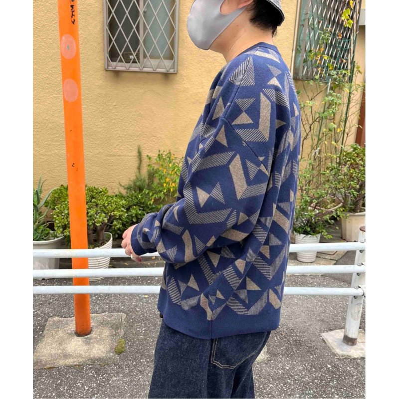 幾何柄クルーネックオーバーニット 幾何柄クルーネックオーバーニット