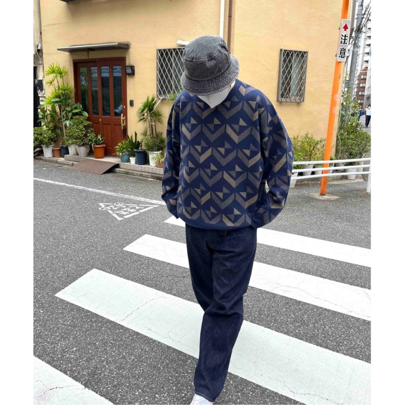 幾何柄クルーネックオーバーニット 幾何柄クルーネックオーバーニット