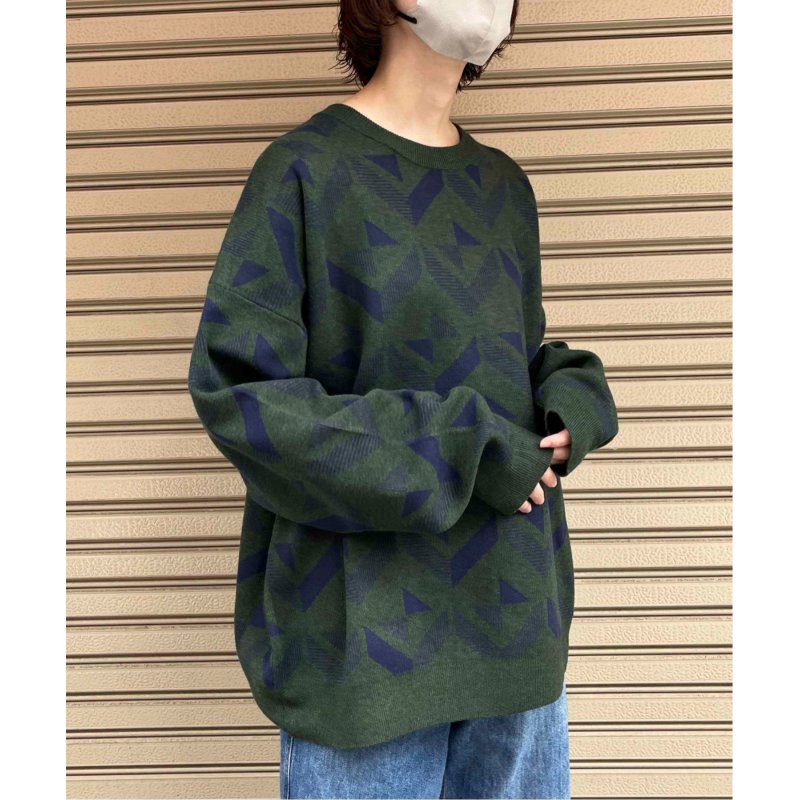 幾何柄クルーネックオーバーニット 幾何柄クルーネックオーバーニット