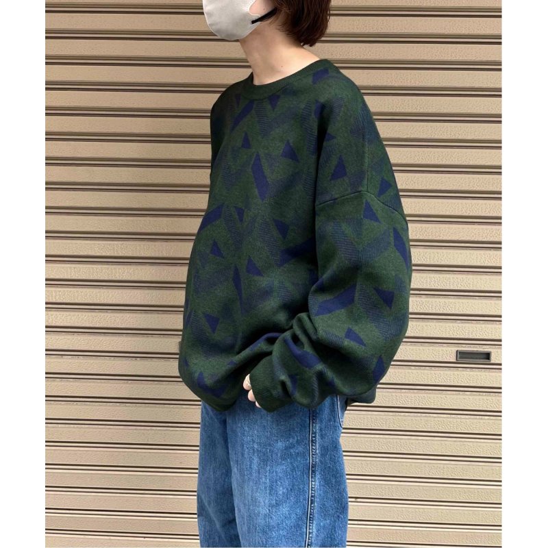 幾何柄クルーネックオーバーニット 幾何柄クルーネックオーバーニット