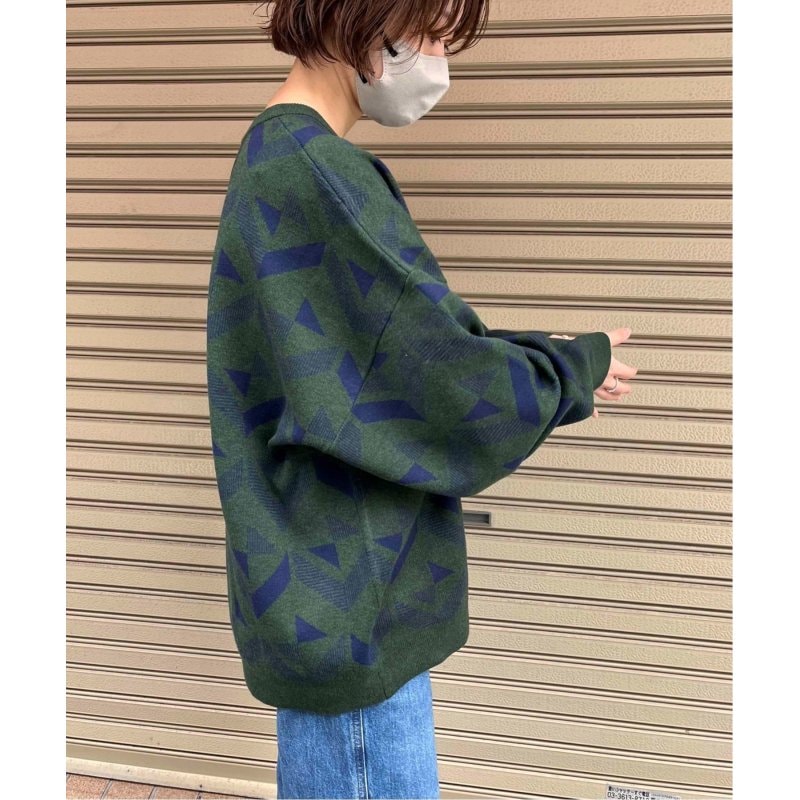 幾何柄クルーネックオーバーニット 幾何柄クルーネックオーバーニット