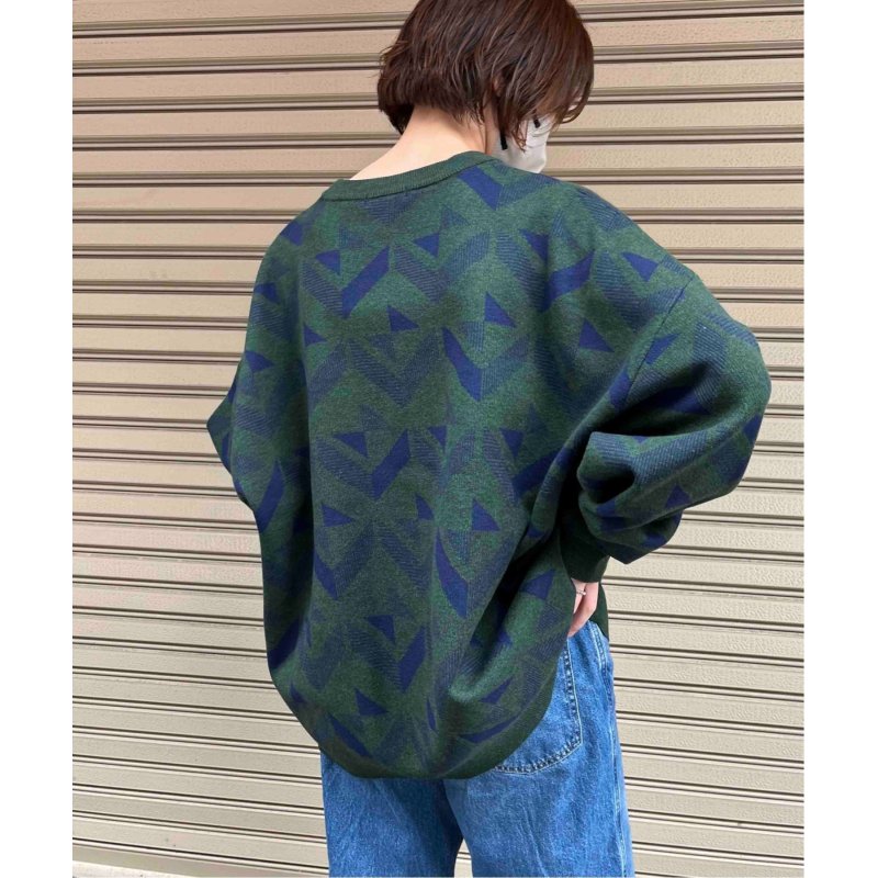 幾何柄クルーネックオーバーニット 幾何柄クルーネックオーバーニット