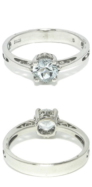 アクアマリンボリュームプラチナコートシルバーリング 7.5 14号 3月 誕生石 指輪 アクアマリンボリュームプラチナコートシルバーリング 7.5 14号 3月 誕生石 指輪