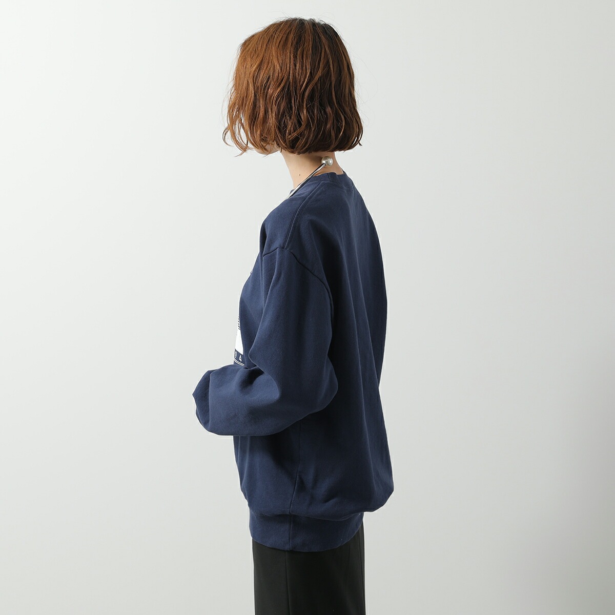 SPORTY＆RICH スポーティアンドリッチ トレーナー CR885 レディース スウェット 裏起毛 ロゴ クルーネック NAVY