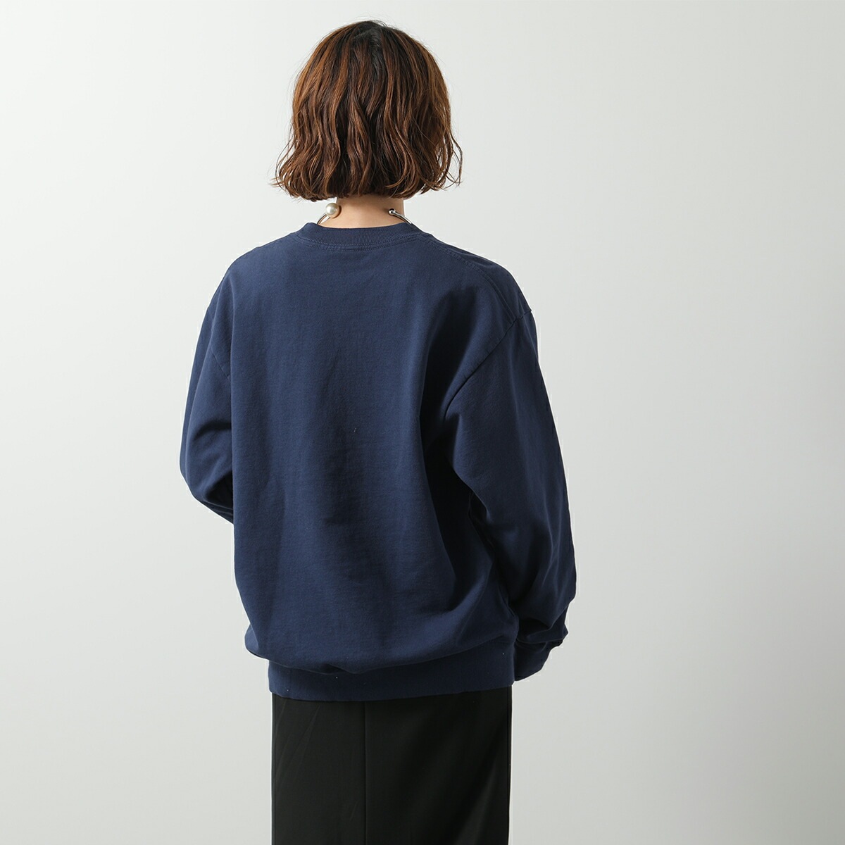 SPORTY＆RICH スポーティアンドリッチ トレーナー CR885 レディース スウェット 裏起毛 ロゴ クルーネック NAVY