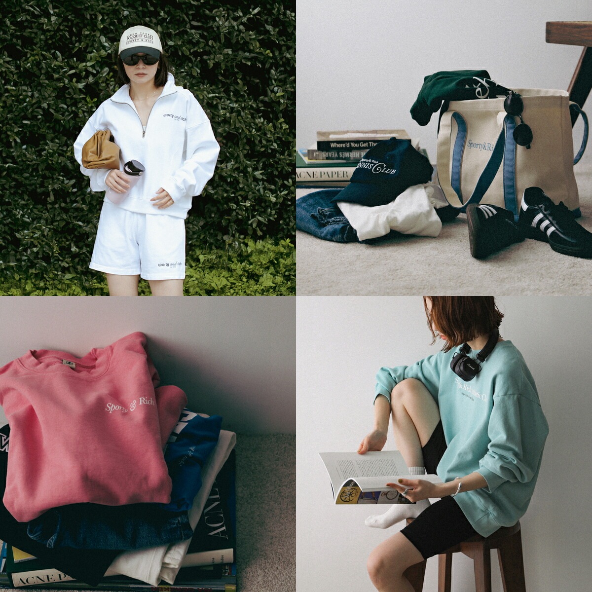 SPORTY＆RICH スポーティアンドリッチ トレーナー CR885 レディース スウェット 裏起毛 ロゴ クルーネック NAVY