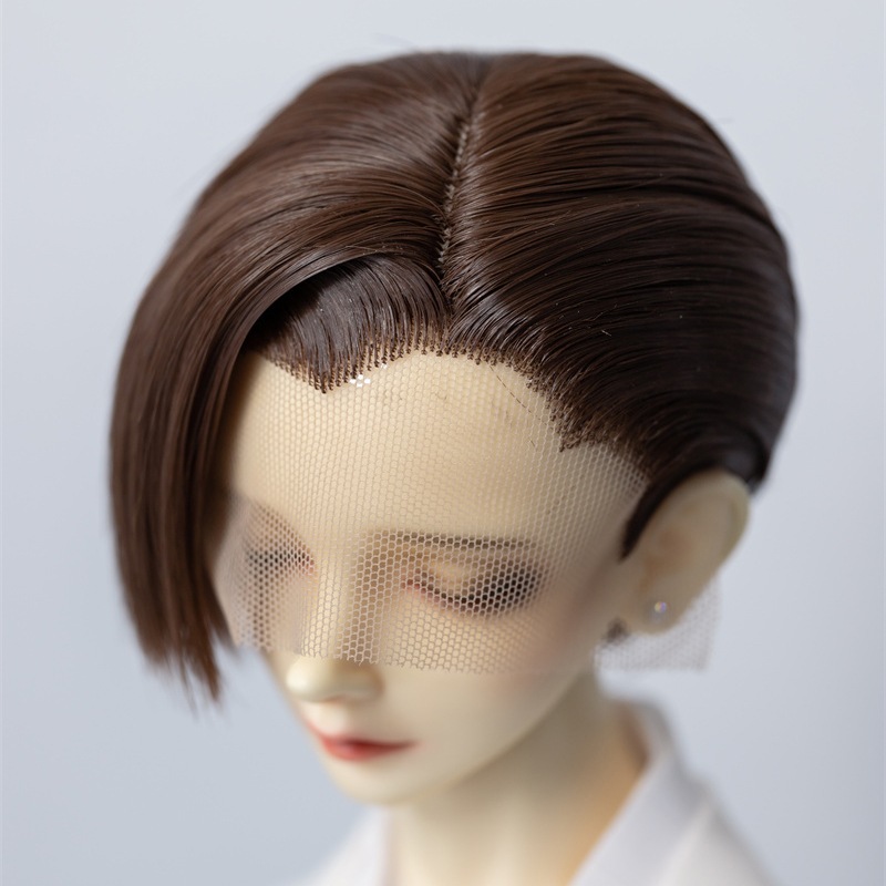 BJDドール ウィッグ 富士額 アレンジ 手直し ショート ブラウン SDサイズ人形用 頭囲22‐24cm