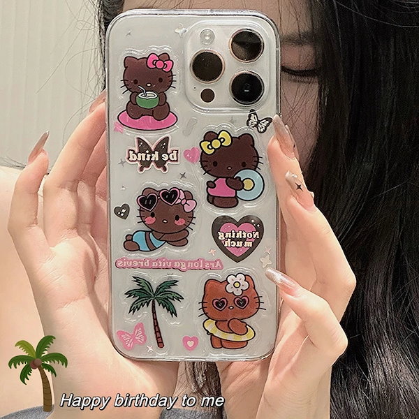 【激レア/新品/タグ付】キティ 日焼け ガングロ マチケース　Mサイズ Qoo10] 【8月新入荷】スマホケース キティちゃん