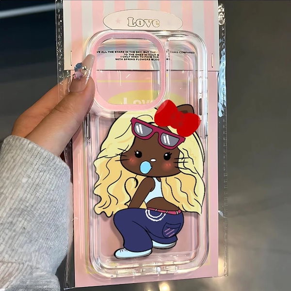 【激レア/新品/タグ付】キティ 日焼け ガングロ マチケース　Mサイズ Qoo10] 【8月新入荷】スマホケース キティちゃん