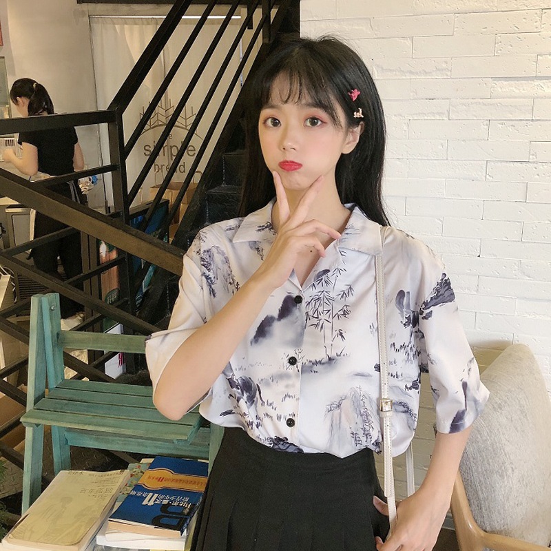 トップス シャツ 袖あり 半袖 襟付き かわいい 大人可愛い きれいめ シンプル カジュアル 大人 上品 おしゃれ お洒落 かっこいい レトロ 大人女子 こなれ感 ラフ ラブリー キュート ルーズ