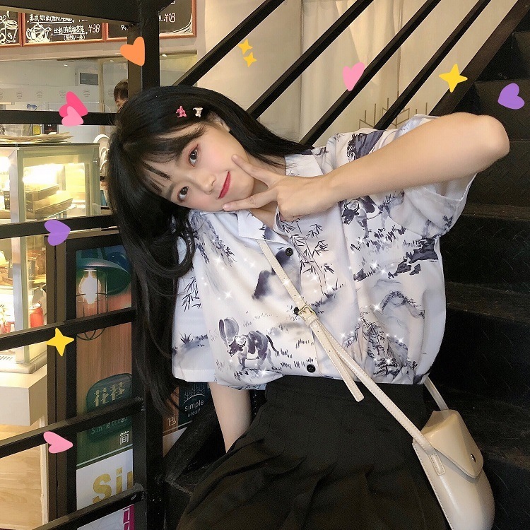 トップス シャツ 袖あり 半袖 襟付き かわいい 大人可愛い きれいめ シンプル カジュアル 大人 上品 おしゃれ お洒落 かっこいい レトロ 大人女子 こなれ感 ラフ ラブリー キュート ルーズ