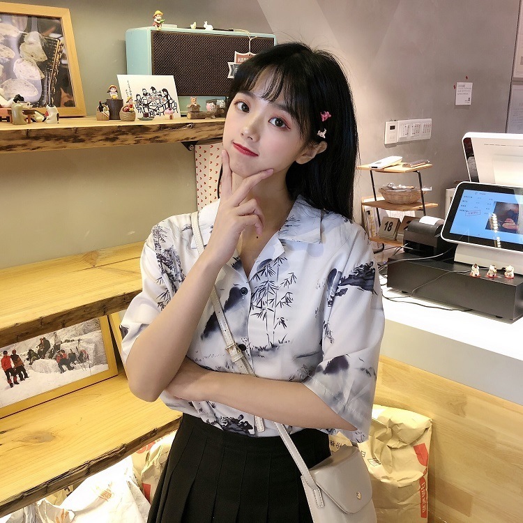 トップス シャツ 袖あり 半袖 襟付き かわいい 大人可愛い きれいめ シンプル カジュアル 大人 上品 おしゃれ お洒落 かっこいい レトロ 大人女子 こなれ感 ラフ ラブリー キュート ルーズ