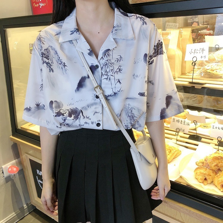 トップス シャツ 袖あり 半袖 襟付き かわいい 大人可愛い きれいめ シンプル カジュアル 大人 上品 おしゃれ お洒落 かっこいい レトロ 大人女子 こなれ感 ラフ ラブリー キュート ルーズ