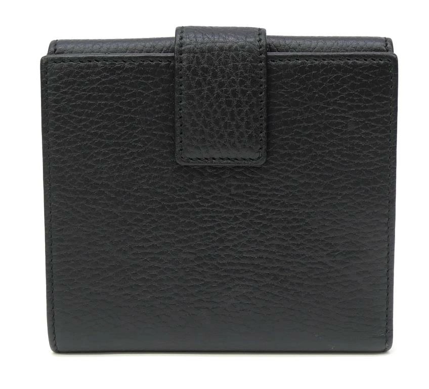 グッチ GUCCI GGマーモント 二つ折り財布 456122 黒 レザー 【中古