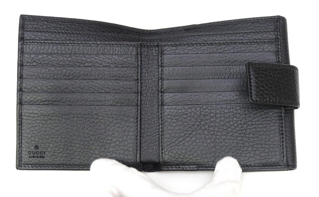 グッチ GUCCI GGマーモント 二つ折り財布 456122 黒 レザー 【中古