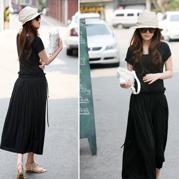 ワンピース ロングワンピース 半袖 ラウンドネック フレアワンピース ロング丈 フレア ウエストマーク かわいい 大人可愛い きれいめ シンプル 上品 おしゃれ 大人女子 レトロ ラフ ルーズ