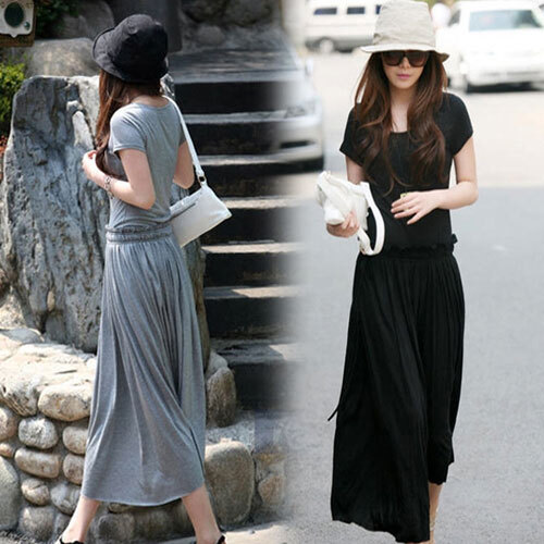 ワンピース ロングワンピース 半袖 ラウンドネック フレアワンピース ロング丈 フレア ウエストマーク かわいい 大人可愛い きれいめ シンプル 上品 おしゃれ 大人女子 レトロ ラフ ルーズ