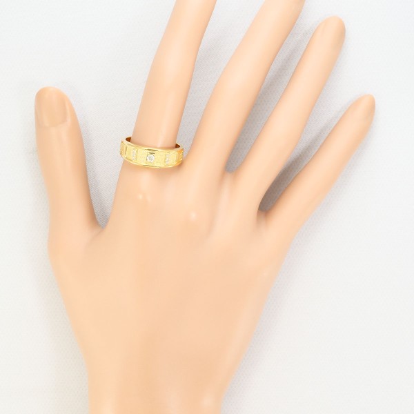 K18 18金 YG リング 指輪 18号 ダイヤ 0.11 カード鑑別書 ジュエリー 中古 K18 18金 YG リング 指輪 18号 ダイヤ 0.11 カード鑑別書 ジュエリー 中古