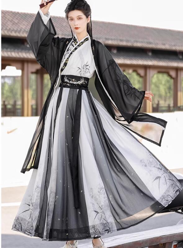 コスプレ 衣装 華流 ハロウィンメンズ レディース 振り袖の羽織付き 3点セット 水墨風 宋朝古代古典 舞台チャイナ服衣装 竹プリント 交差襟 おしゃれ舞台 ステージ 撮影衣装 学園祭 おしゃれ 中国