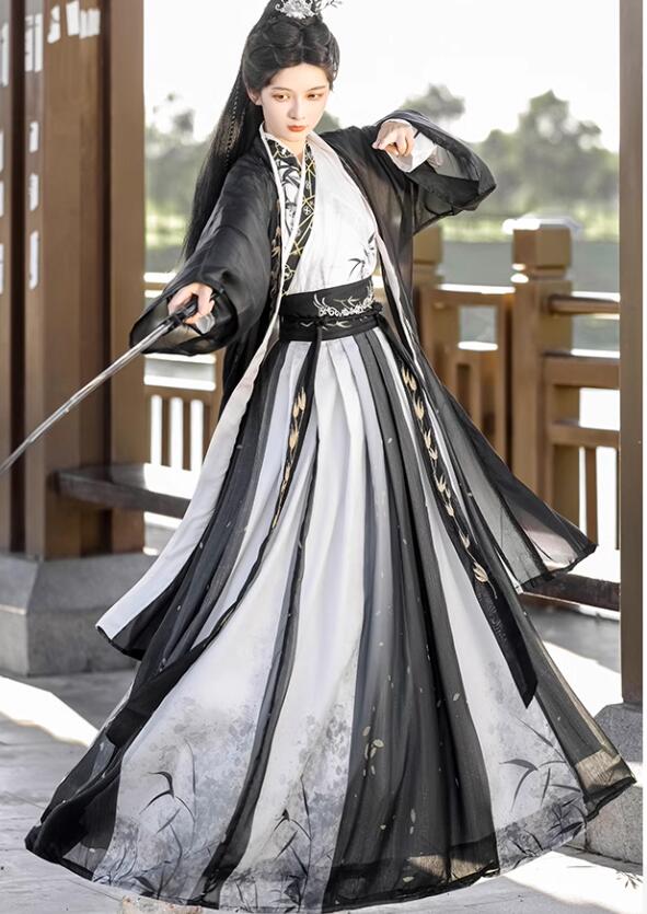 コスプレ 衣装 華流 ハロウィンメンズ レディース 振り袖の羽織付き 3点セット 水墨風 宋朝古代古典 舞台チャイナ服衣装 竹プリント 交差襟 おしゃれ舞台 ステージ 撮影衣装 学園祭 おしゃれ 中国