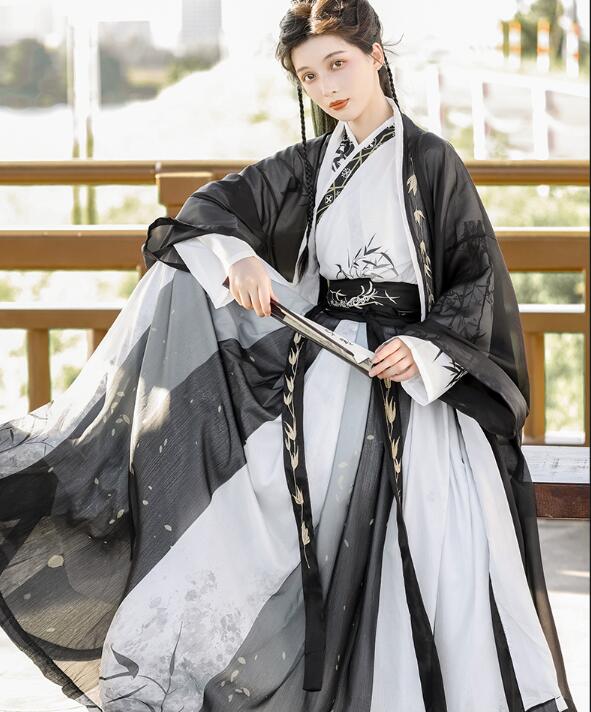 コスプレ 衣装 華流 ハロウィンメンズ レディース 振り袖の羽織付き 3点セット 水墨風 宋朝古代古典 舞台チャイナ服衣装 竹プリント 交差襟 おしゃれ舞台 ステージ 撮影衣装 学園祭 おしゃれ 中国
