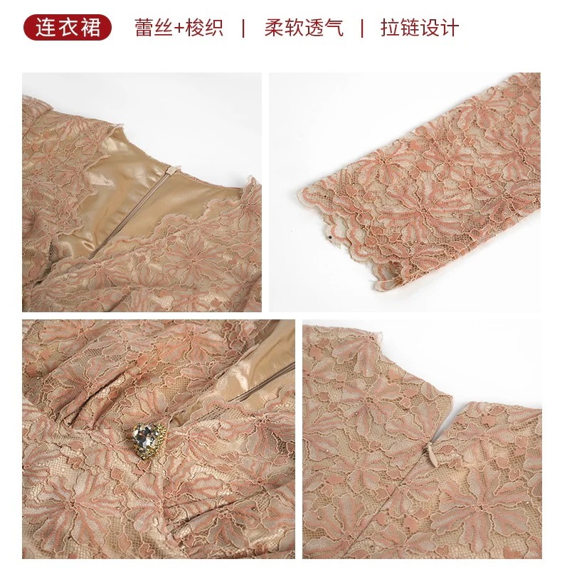【3日で出荷】秋新品 レースドッキング スリット ドレス パーティー キャバ 大人 同窓会 披露宴 卒業式 結婚式 演奏会 ウェディング 二次会 メガ割
