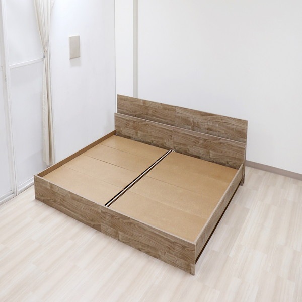 ベッド ワイドキング 200cm シングル＋シングル フレームのみ アッシュブラウン bred-cabinet 組立式 マットレス別売