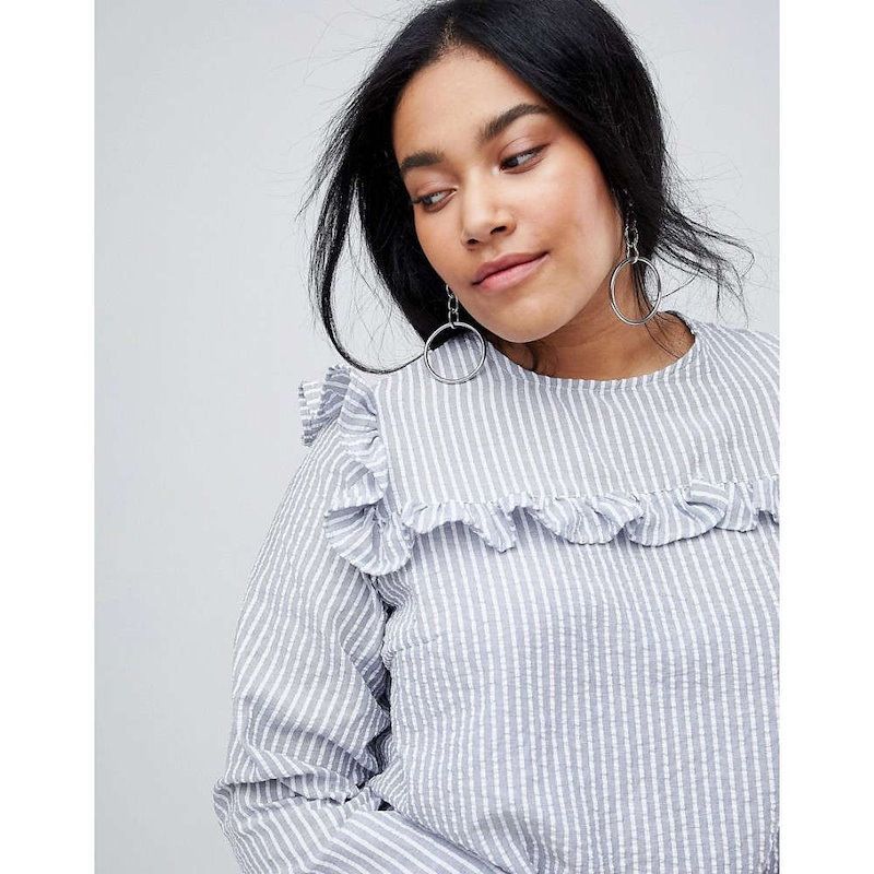 ロストインク レディース トップス ブラウス・シャツ【Lost Ink Plus Blouse In Shirting Stripe】Multi ロストインク レディース トップス ブラウス・シャツ【Lost Ink Plus Blouse In Shirting Stripe】Multi