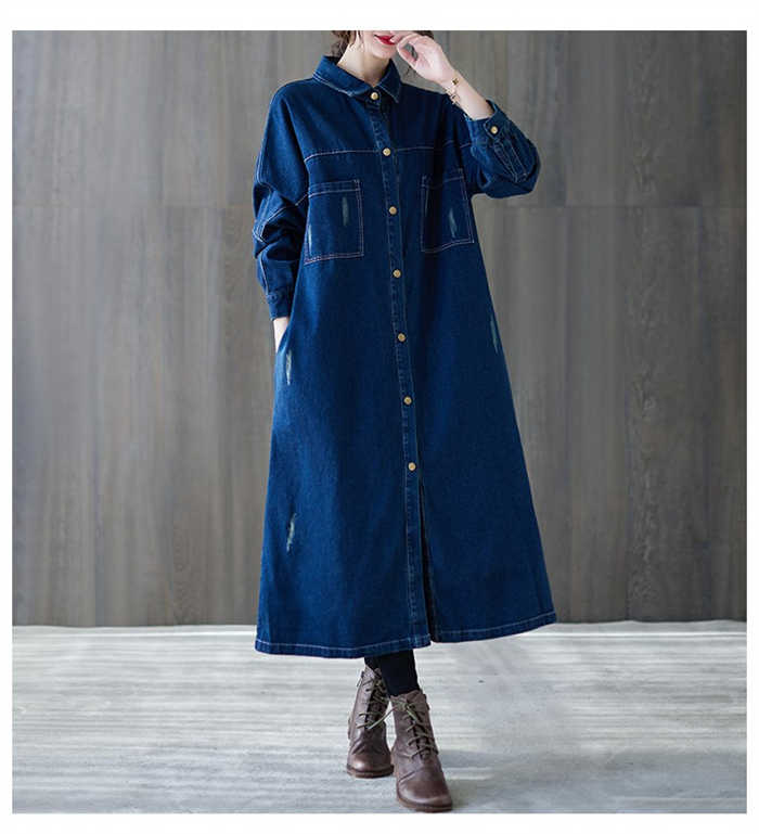 ワンピース レディース 春 秋 ロング ワンピース ロングワンピース 長袖 ワンピ デニムワンピース デニム ワンピース 無地 aライン Ａライン 体型カバー ゆったり ゆるっとワンピース シンプル
