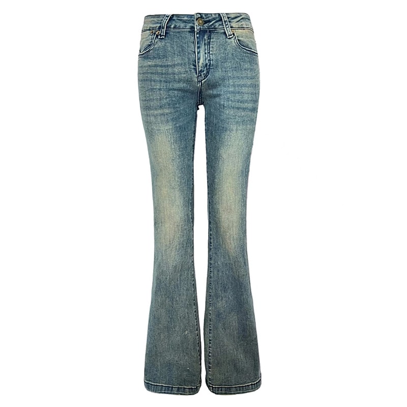 Yc&レトロノスタルジアローウエストフレアパンツファッション多用途ドレープフロアモッピングジーンズレディース&レギュラーシンベルベット