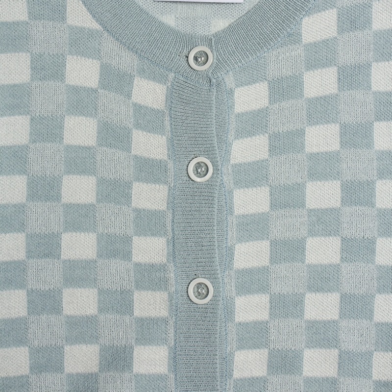 LARTIGENT LQチェックセットカーディガン(スカイブルー)